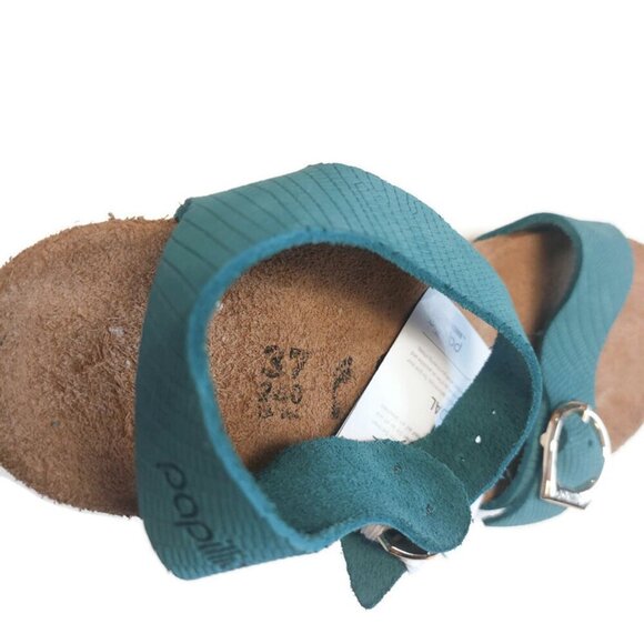 Papillio By Birkenstock Soley Leather Wedge Sandals Size 6 Biscay Bay NARROW Fit - Picture 2 of 9